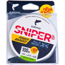 Леска плетёная SALMO Sniper Bp All R Braid Х4 Grass Green 120/015